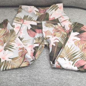 Floral Tropical Print Leggings And Top